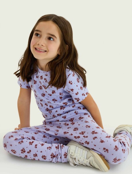 BLUSA MANGA CORTA INFANTIL CON ESTAMPADO LILA