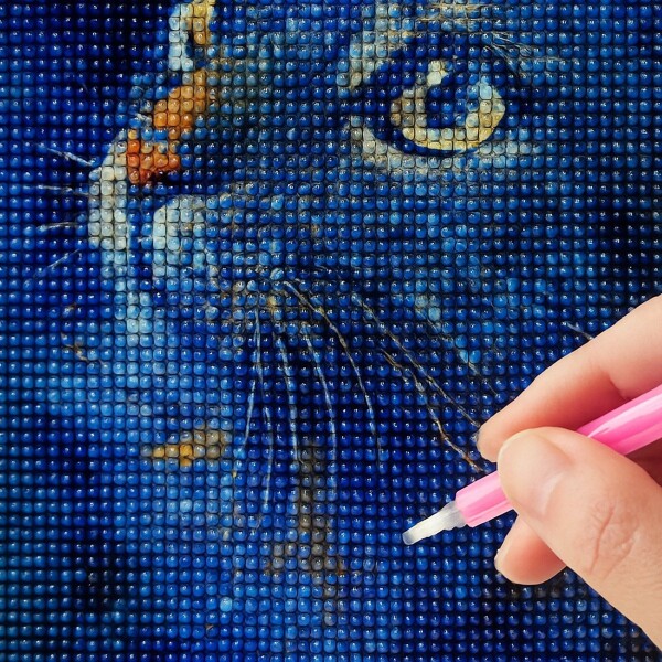 KIT DIAMANTE 5D Varios Diseños Diamant Art Atrix ® Variante Diseño Gato Azul