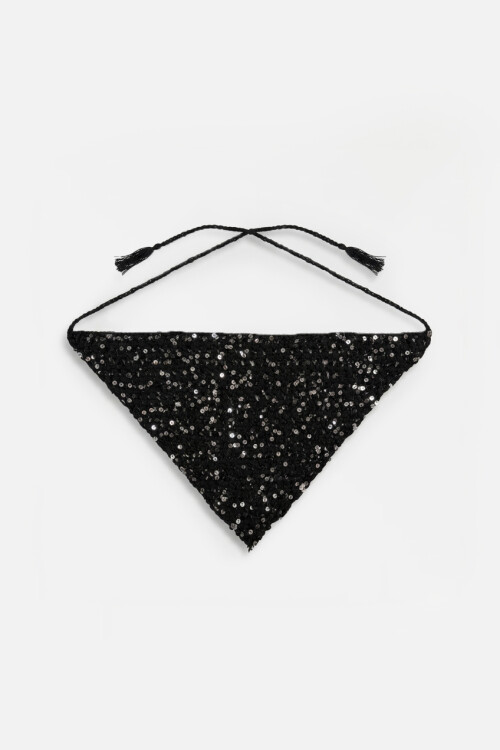 Bandana tejida lentejuelas negro