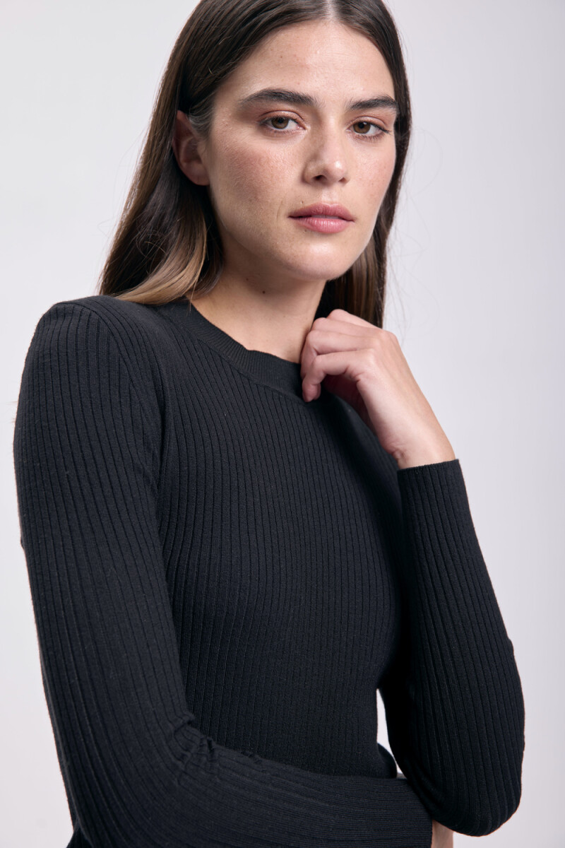 Remera punto rib - Negro 