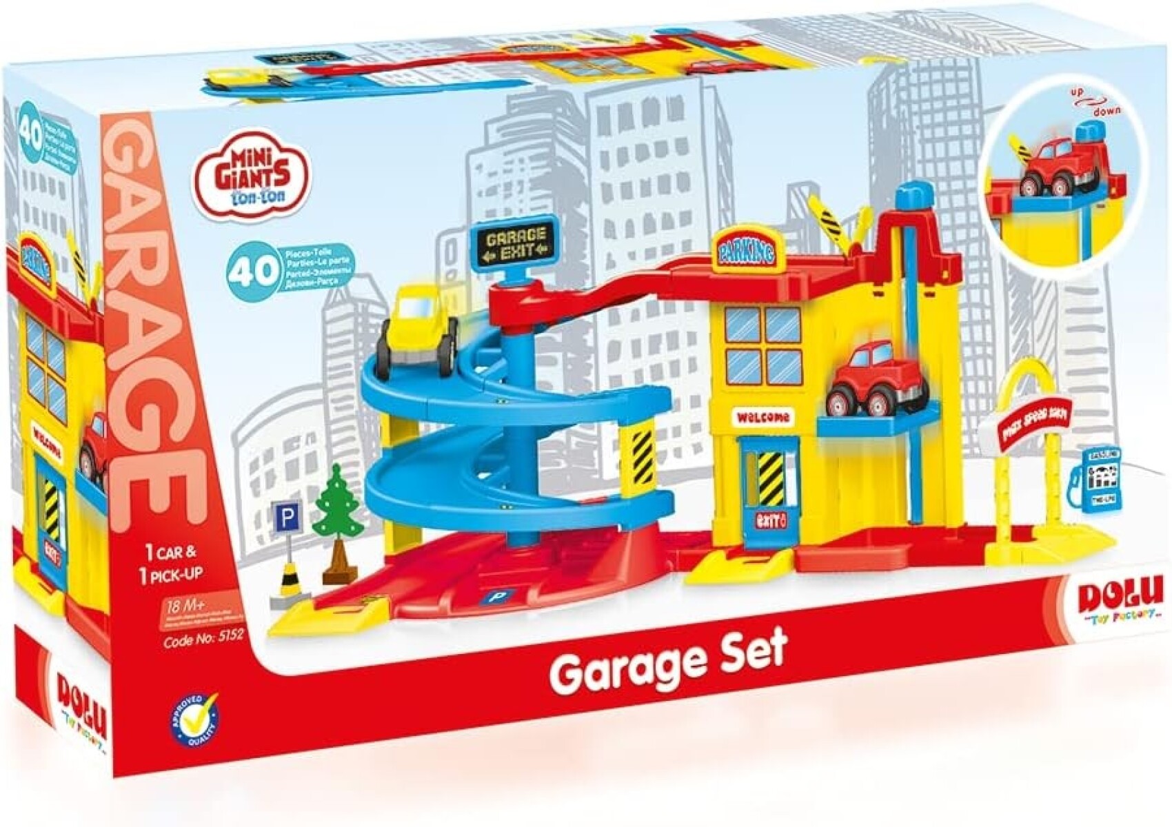 Set de garaje Dolu con 2 coches - Para niños a partir de 18 meses 