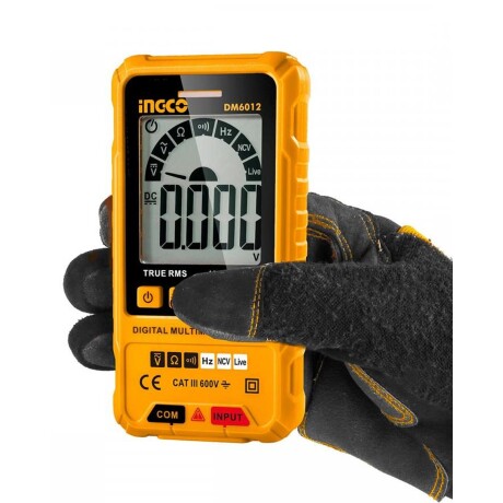 Tester multímetro digital Ingco con detector de corriente y linterna Tester multímetro digital Ingco con detector de corriente y linterna