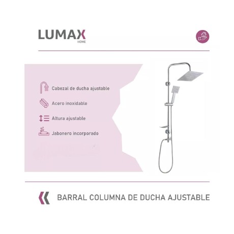 Barral columna cuadrada de ducha Acero Inox Ajustable sin monocomando Barral columna cuadrada de ducha Acero Inox Ajustable sin monocomando