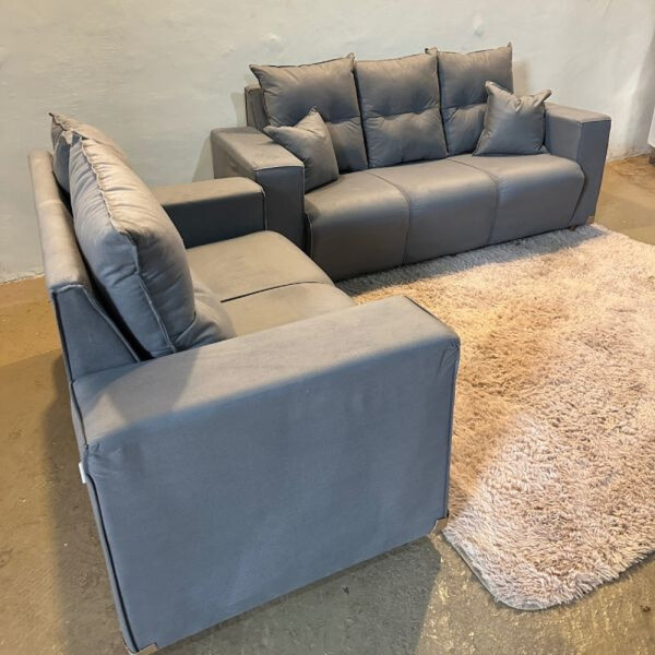 JUEGO DE LIVING ALELI 3-2 LUGARES GRIS+ 2 ALMOHADAS MOVELMAX Unica