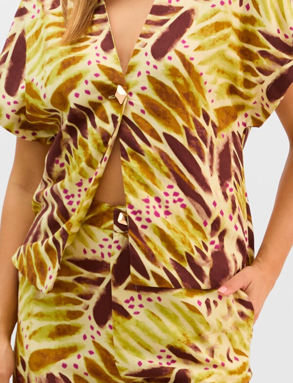 Conjunto Estampado Con Motivos Abstractos MULTI/VERDE
