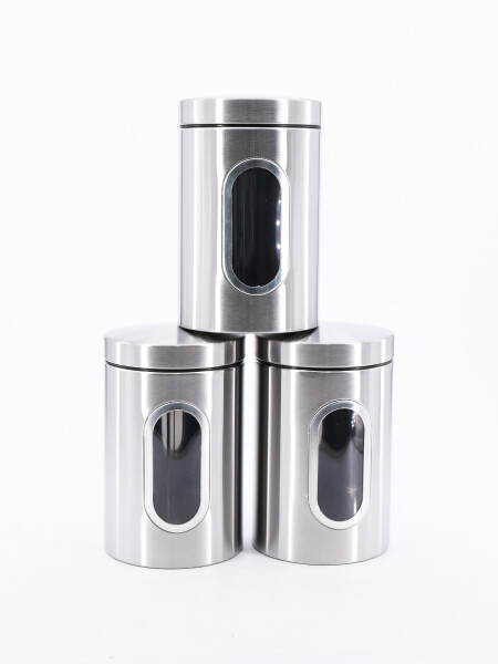 FRASCOS DE ALMACENAJE SET 3 PCS PLATEADO