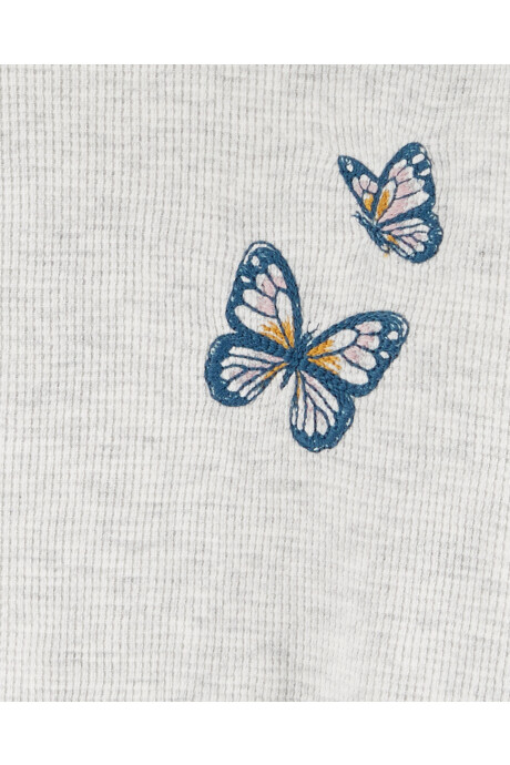Buzo de algodón térmico con capucha, bordado mariposa Sin color