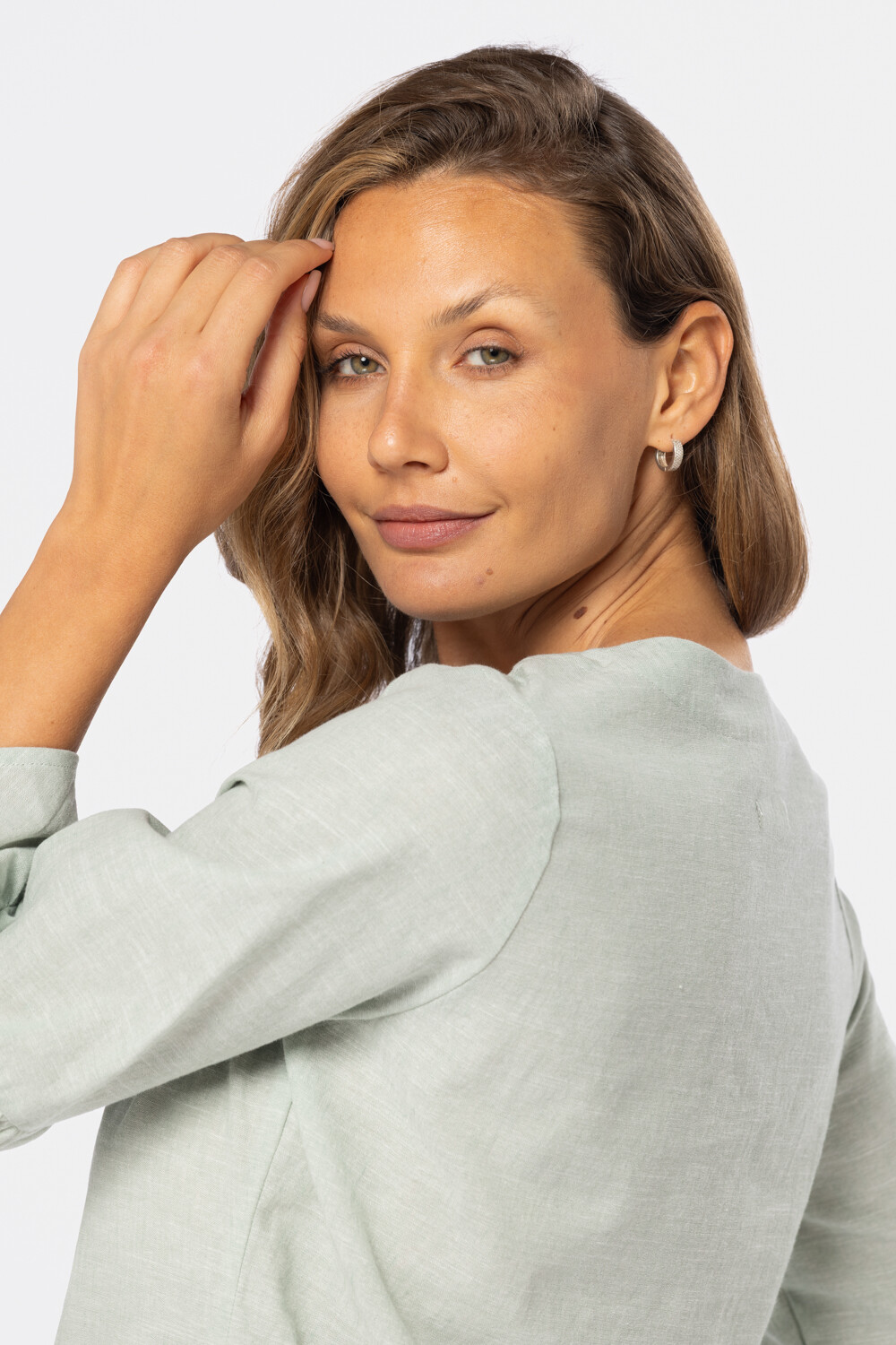 BLUSA DE LINO VOLADOS Verde