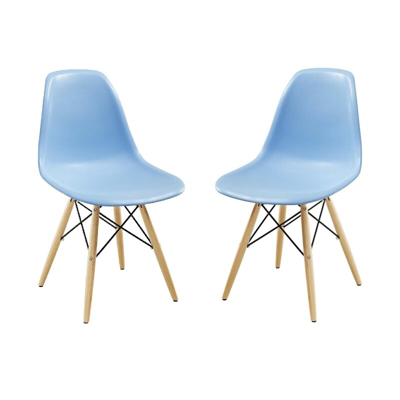 Pack 2 Sillas De Comedor Eames Lumax De Diseño Moderno Con Patas De Madera Azul