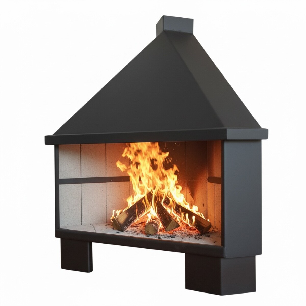 Estufa Metálica Esquinera 65 cm con Ladrillos Refractarios 