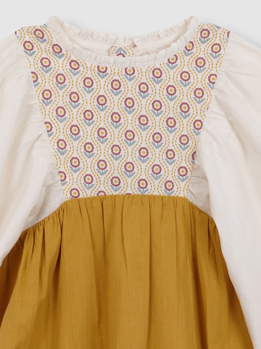 Vestido Canesu Estampado Amarillo