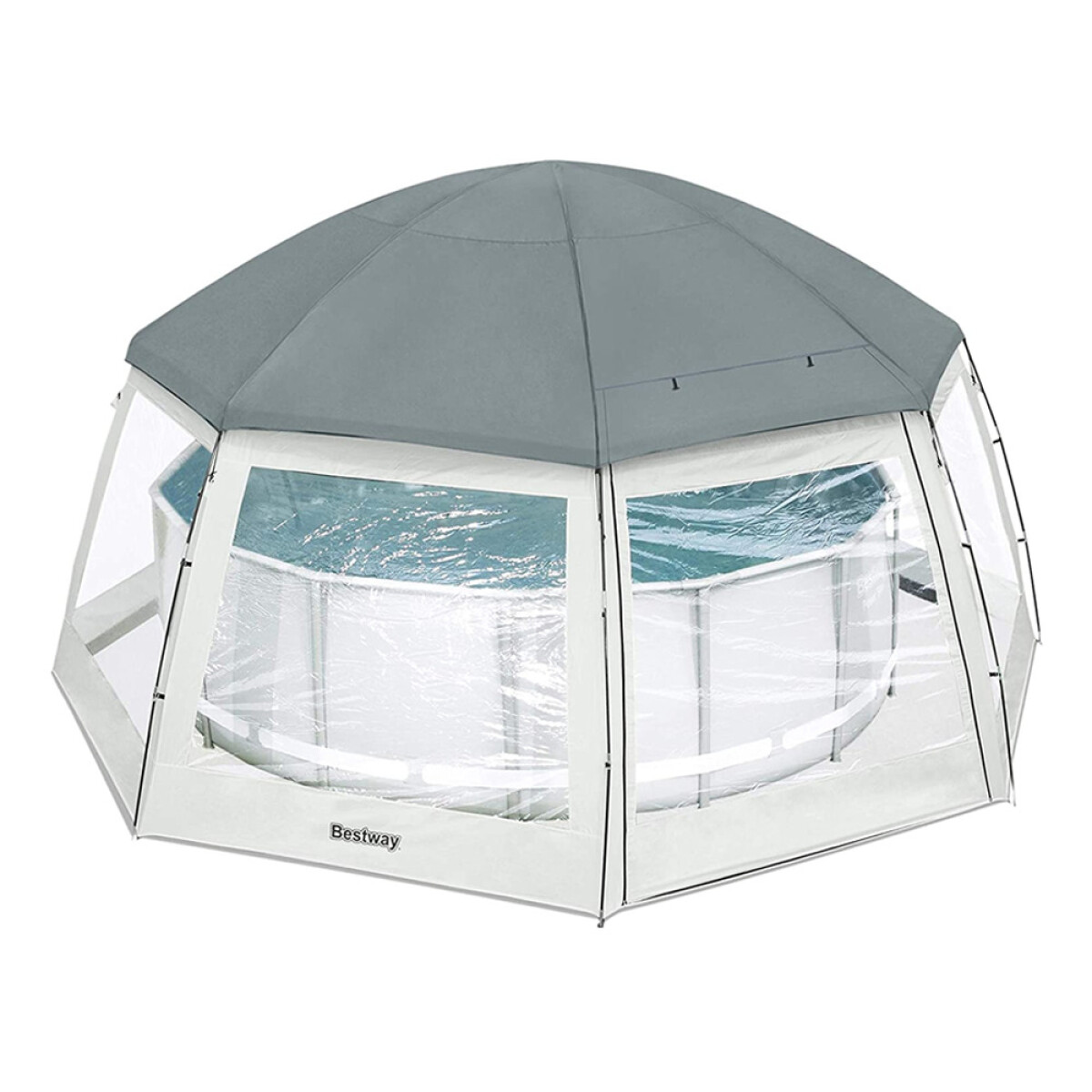 Gazebo con Paredes para Piscina con Protección UV 50 Bestway - Gris 