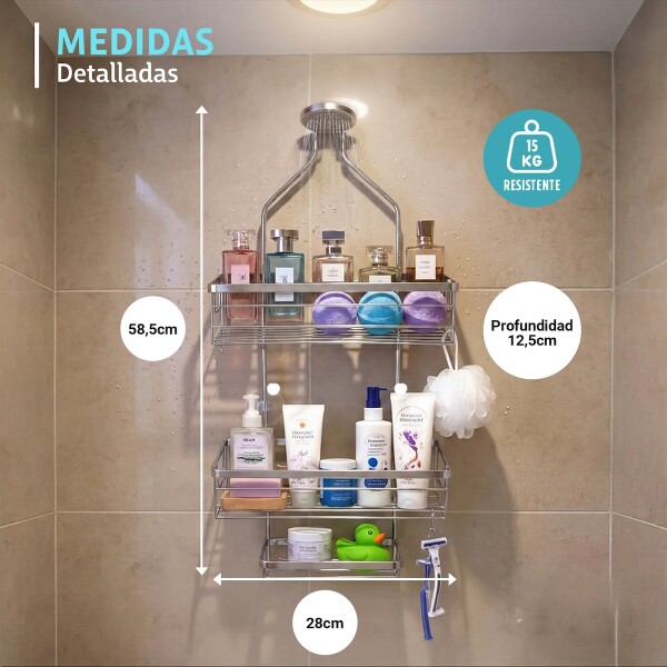 Organizador De Ducha Colgante 3 Niveles Jabonera Baño Acero Imback Color Plateado Organizador De Ducha Colgante 3 Niveles Jabonera Baño Acero Imback Color Plateado