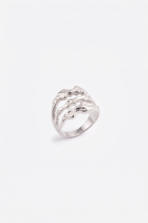 Anillo triple vuelta wavy ajustable plateado