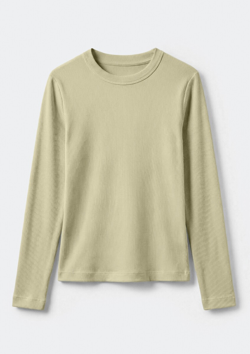 CAMISETA BÁSICA EN TELA ACANALADA - VERDE 