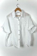 CAMISA LINO CLARINA-PISTACHO BLANCO
