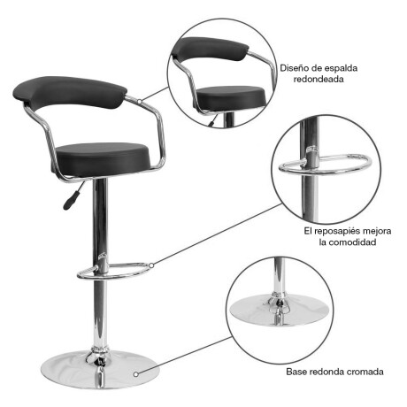 Silla Taburete Alto Regulable c/ Respaldo Giratoria Cromada Blanco