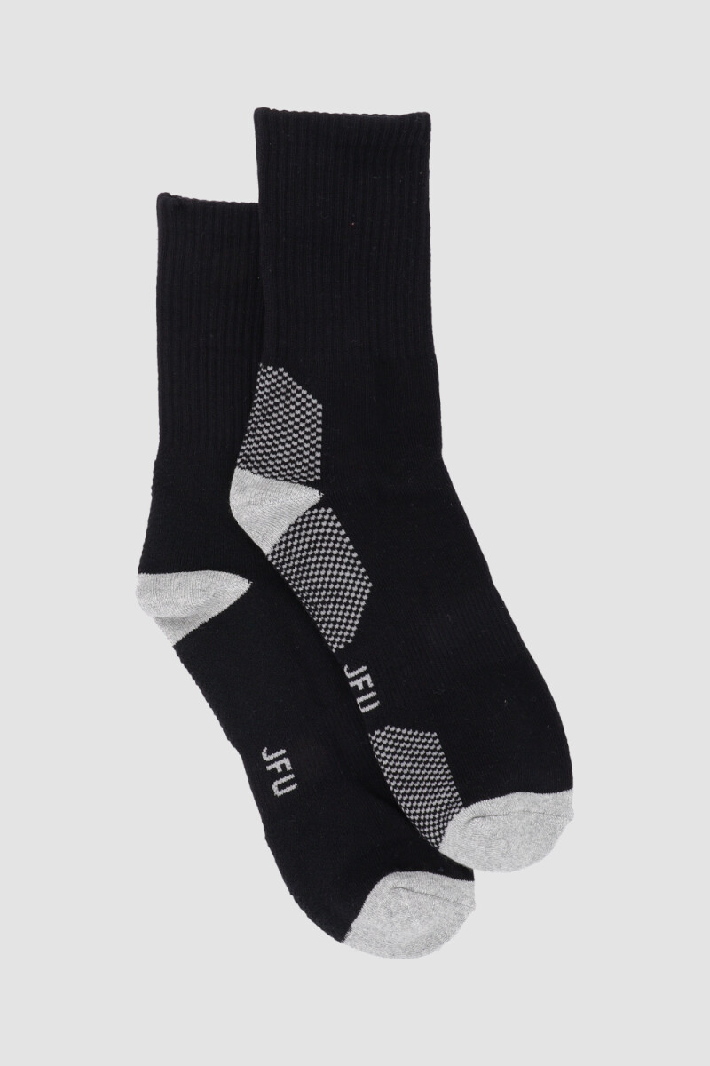 Medias 2 pack una lisa mas una con diseño y felpa interior e Negro