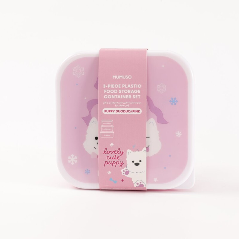 SET DE CONTENEDORES PLÁSTICOS PARA ALIMENTOS (3 PIEZAS – PERRITO DUODUO / ROSA) SET DE CONTENEDORES PLÁSTICOS PARA ALIMENTOS (3 PIEZAS – PERRITO DUODUO / ROSA)