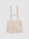 Pantalon Corto De Lino Con Tirantes Marron