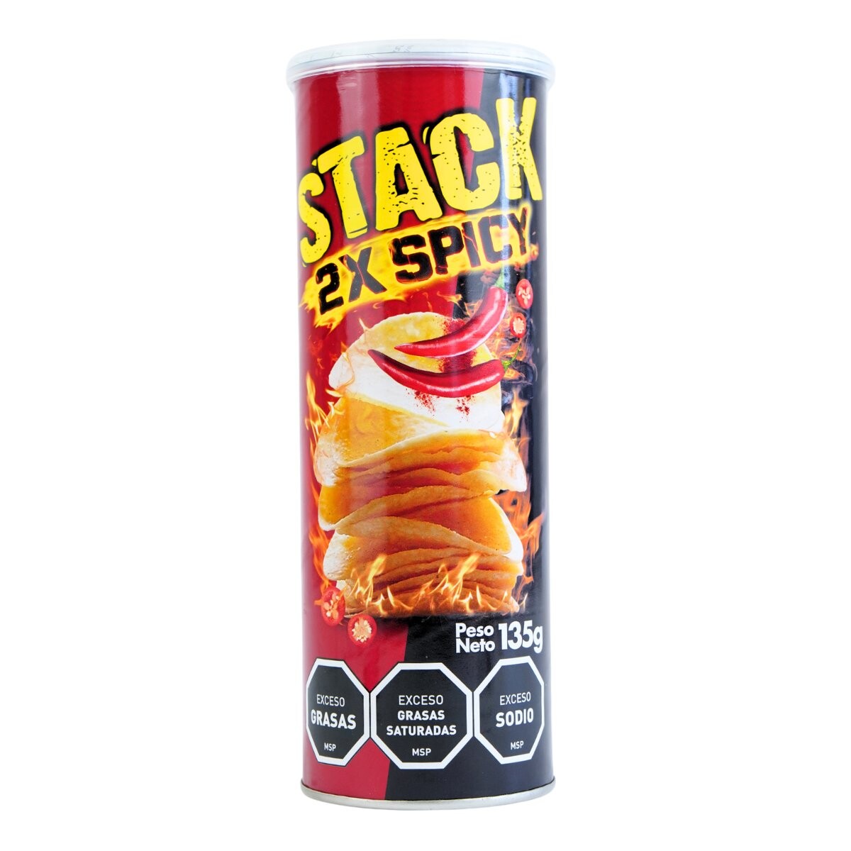 SNACK PAPAS STACK TUBO 135G 2X SPICY 
