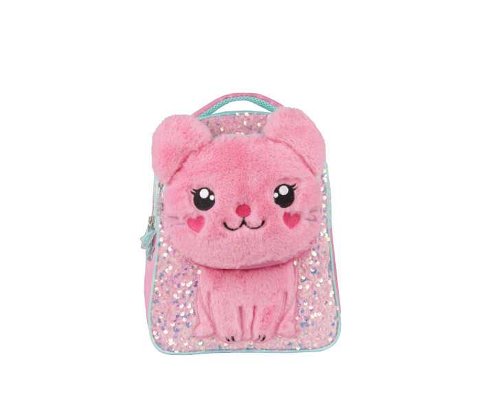 Mini Mochila Peluche Rosa/Verde Agua