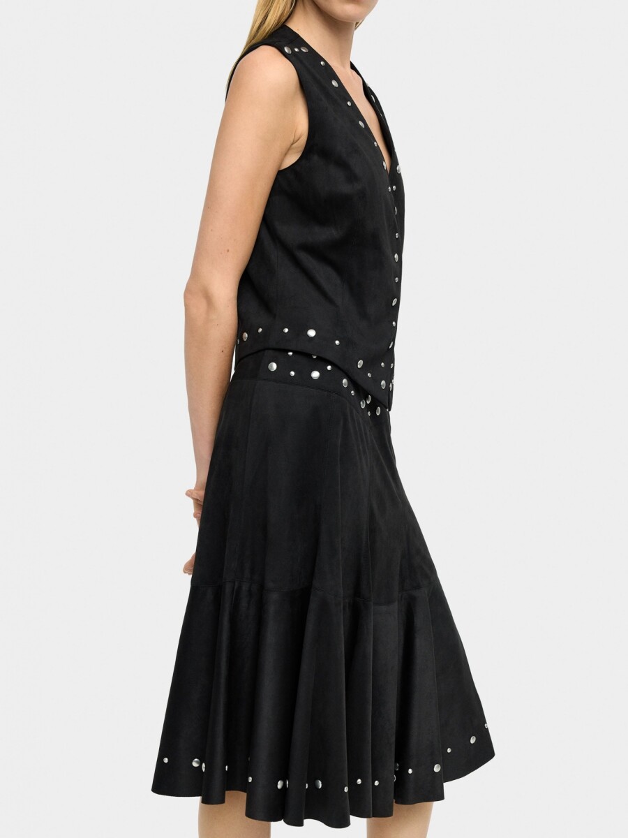 Falda Midi Con Tachuelas negro