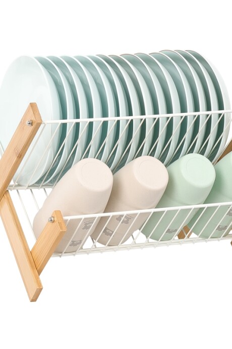 Escurridor De Platos Plegable 2 Niveles Bambú Escurridor De Platos Plegable 2 Niveles Bambú