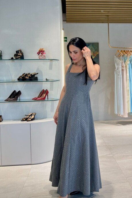 Vestido de paño con brillo Amadea Gris