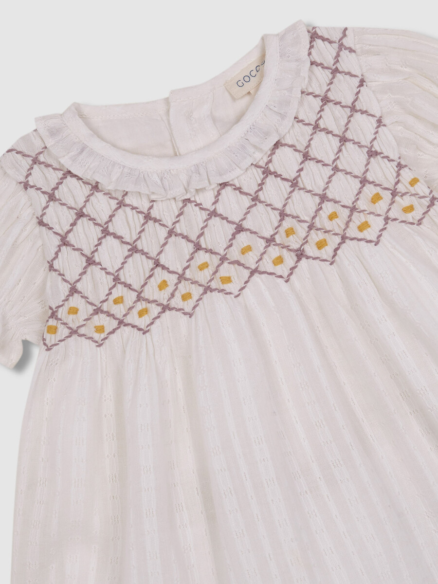 Vestido Nido De Abeja Blanco