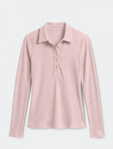 CAMISETA CON CUELLO ROSADO