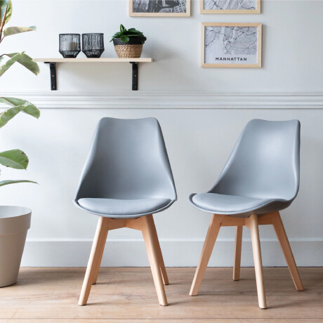 SILLA DE COMEDOR EAMES ACOLCHONADA Silla Eames Gris con Asiento Acolchado