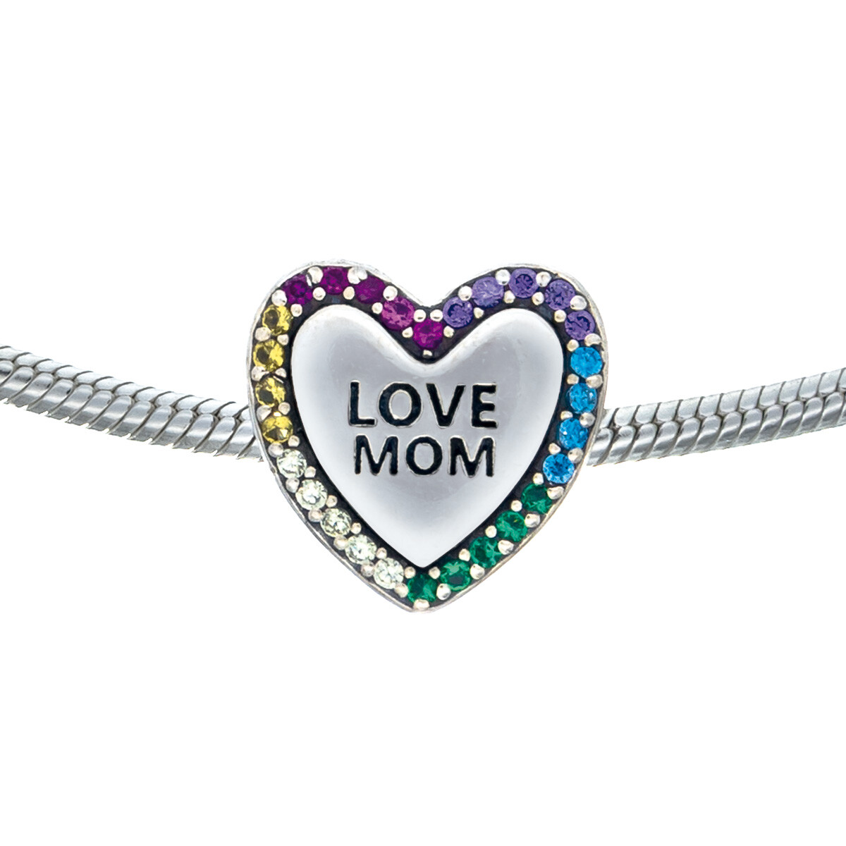 Charm de plata 925 y circonias, LOVE MOM. 