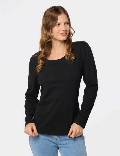 REMERA LISA MANGA LARGA Negro