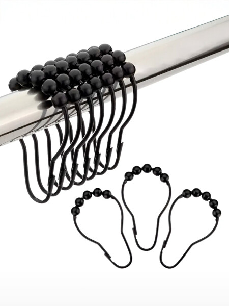 ARGOLLAS METALICAS CORTINA BAÑO 12PCS NEGRO
