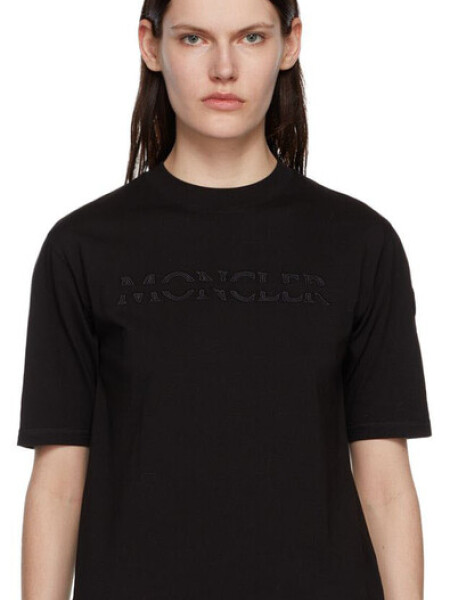 Moncler -Remera básica de algodón manga corta Negro