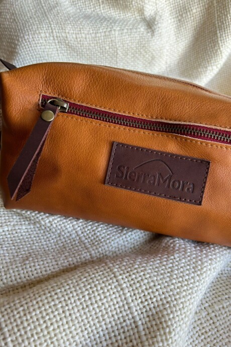 Necessaire de Cuero Honey Red Zip
