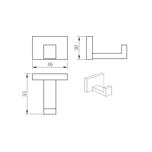PERCHA SIMPLE METAL VENECIA CROMO ACCESORIO DE BAÑO METALICO CROMO