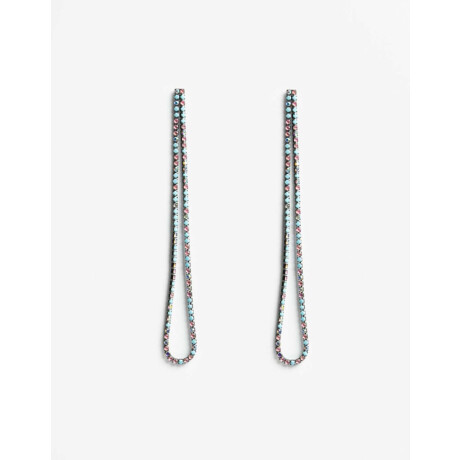 Aros Colgantes Largos Strass Combinacion Multicolor