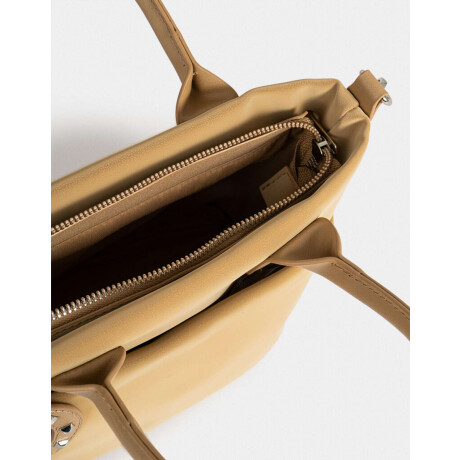 Cartera Mini City Con Charm Marron Beige