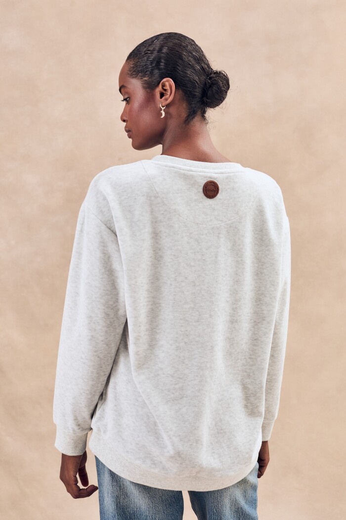 Sweater Algodón Velour Gris Melange