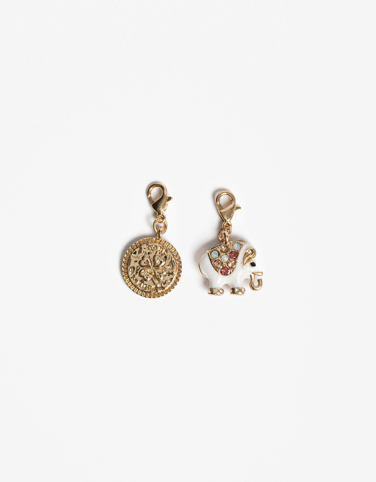 Dijes Lucky charm Set De Charms Elefante Y Trébol - Dorado