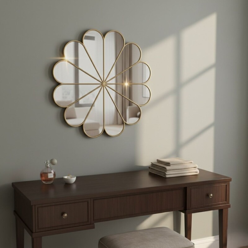 ESPEJO C/MARCO DORADO 25CM Unica