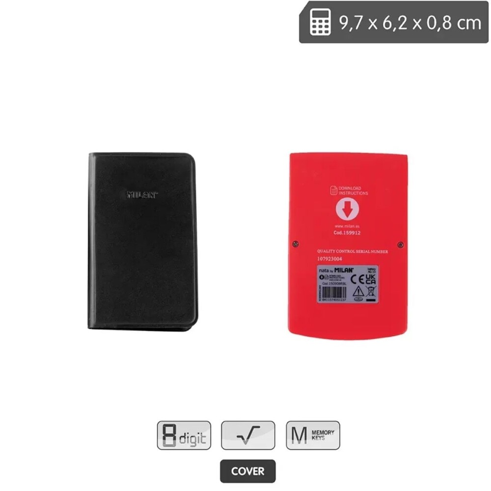 MAQUINA CALCULADORA MILAN 150908RBL POCKET ROJO MAQUINA CALCULADORA MILAN 150908RBL POCKET ROJO