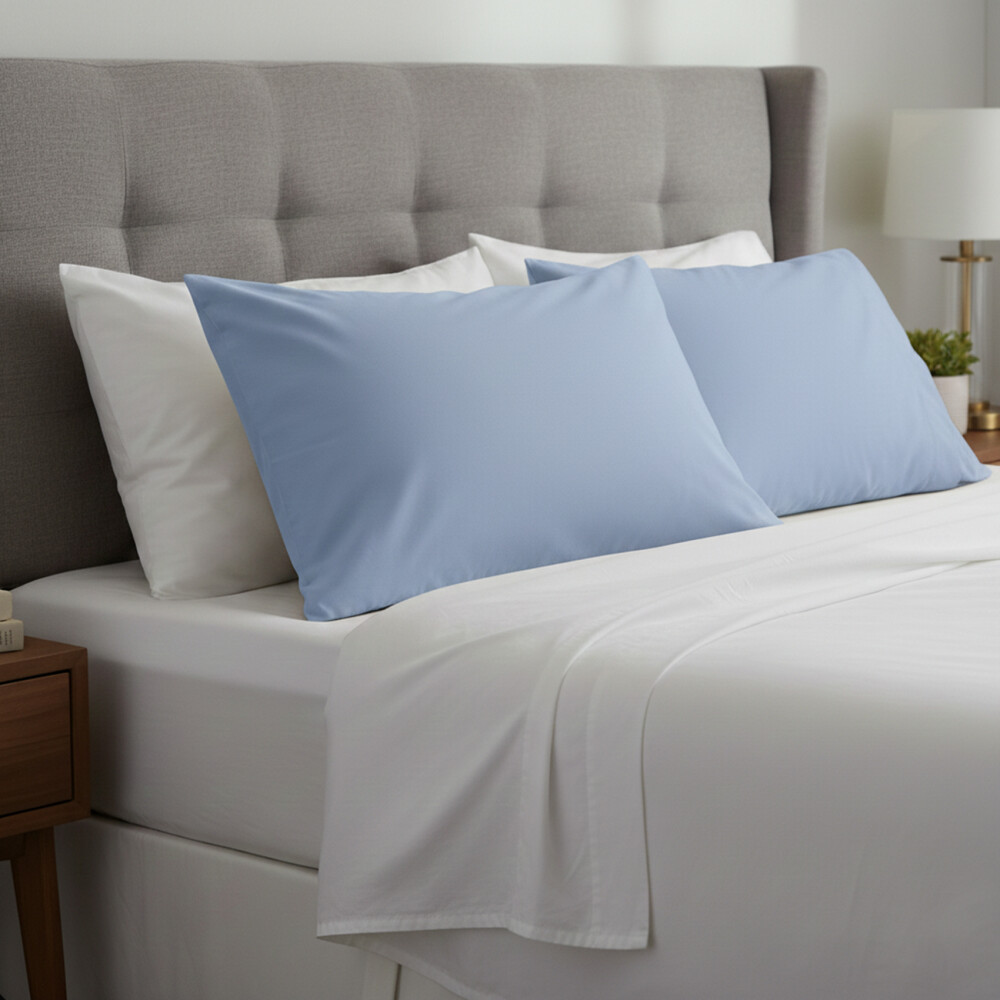 Funda de Almohada 200 Hilos - 100% Algodón - Pilar Celeste