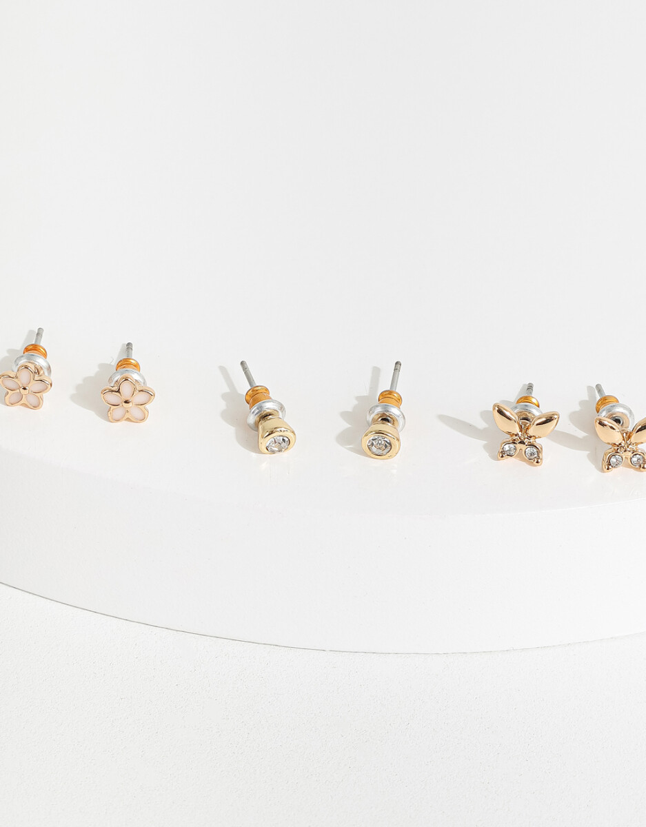 Set De Aros Pasantes Bañados En Oro 