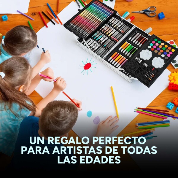 Set Valija Maletín Arte Escolar Didáctico 145 Piezas Pintar Variante Diseño Dinosaurio