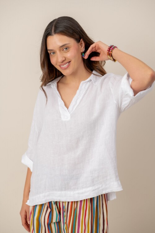 Blusa de lino Blanco