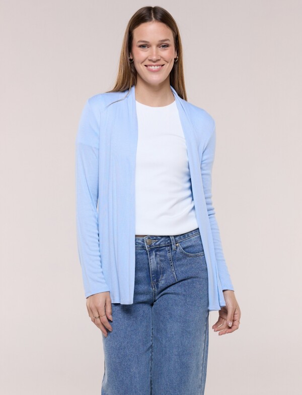 Cardigan De Punto Acanalado CELESTE