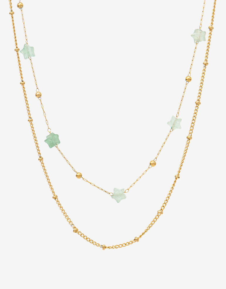 Collares Cortos Piedra Set De Collares De Acero Con Piedra - Dorado